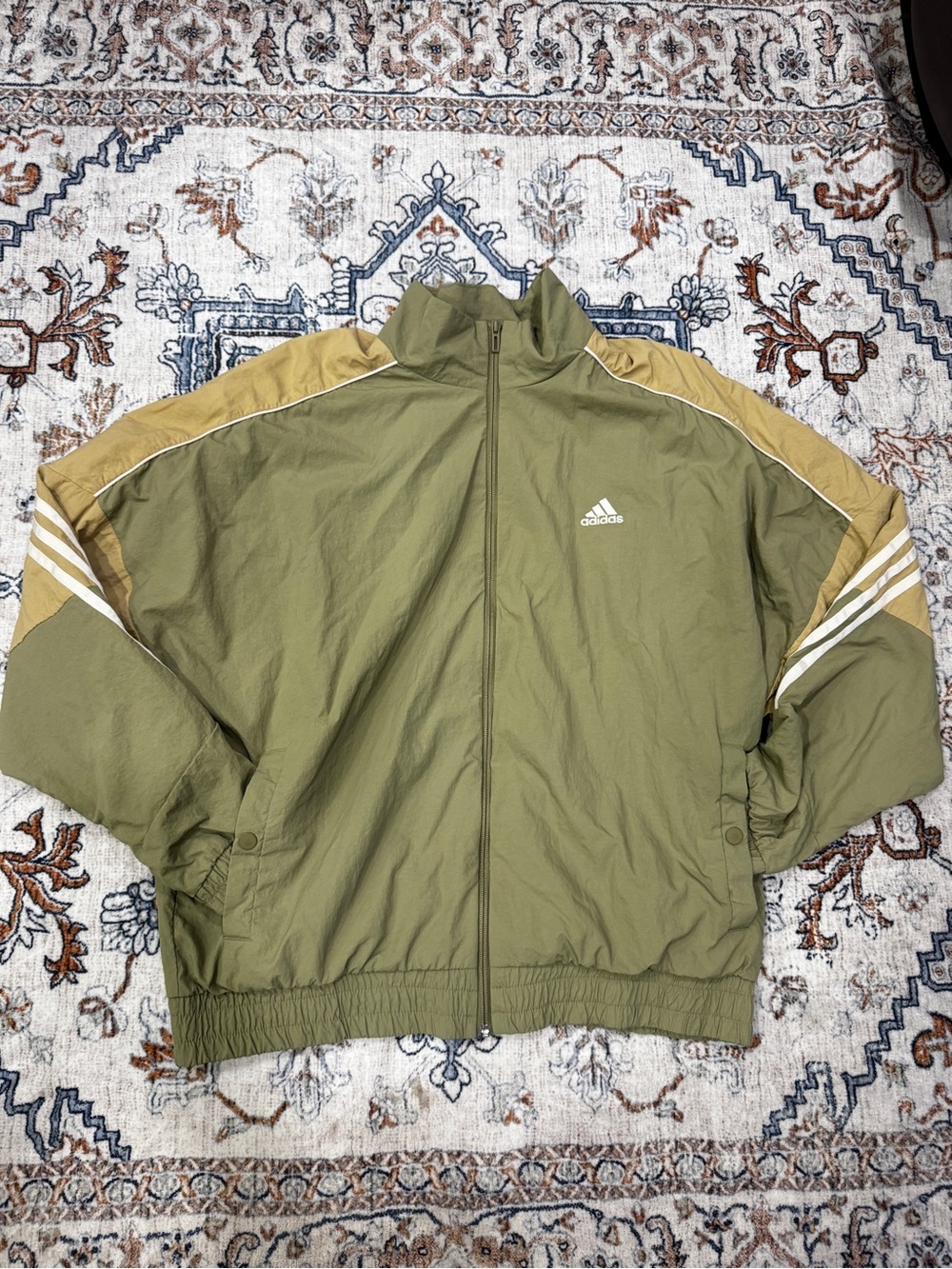 Adidas Olive and Tan Windbreaker Jacket